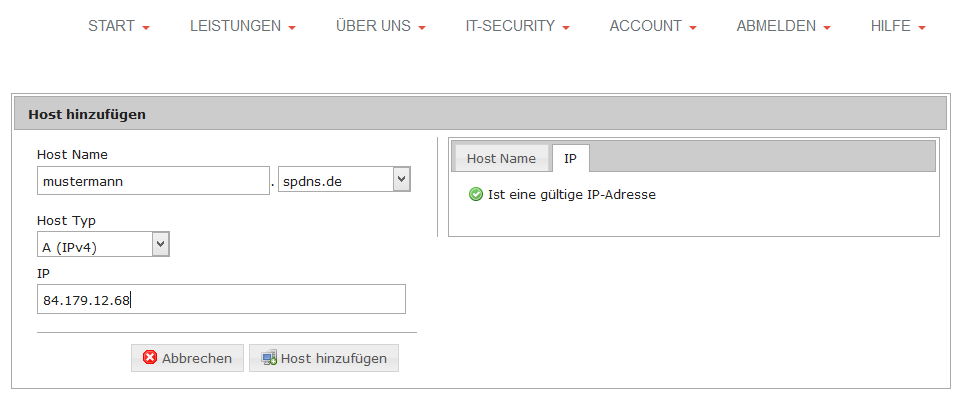 spDNS Host hinzufügen